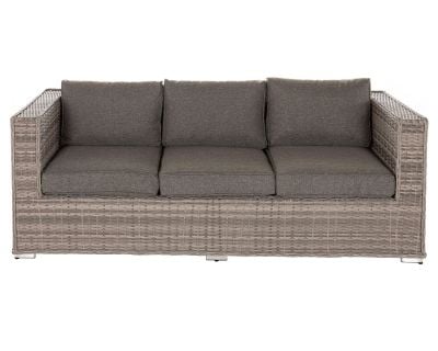 Ascot 3 Seater Rattan Garden Sofa in Grey