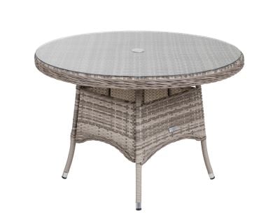 Small Round Rattan Garden Dining Table in Grey