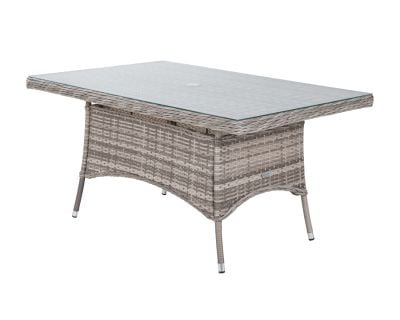 Small Rectangular Rattan Garden Dining Table in Grey