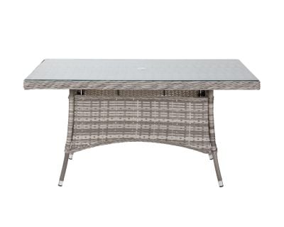 Small Rectangular Rattan Garden Dining Table in Grey