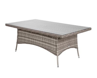 Large Rectangular Rattan Garden Dining Table in Grey