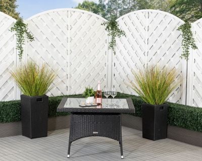 Square Rattan Garden Dining Table in Black