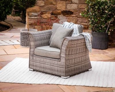 Lisbon Rattan Garden Armchair in Grey