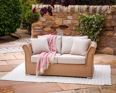 Lisbon 2 Seater Rattan Garden Sofa in Willow