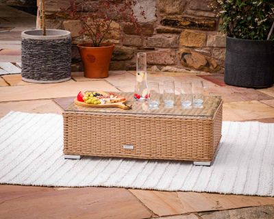 Lisbon Rattan Garden Coffee Table in Willow