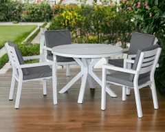 Sydney 4-seater Aluminium Chairs and a Round Ceramic Dining Table Set