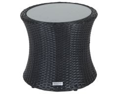 Tall Round Rattan Garden Side Table in Black