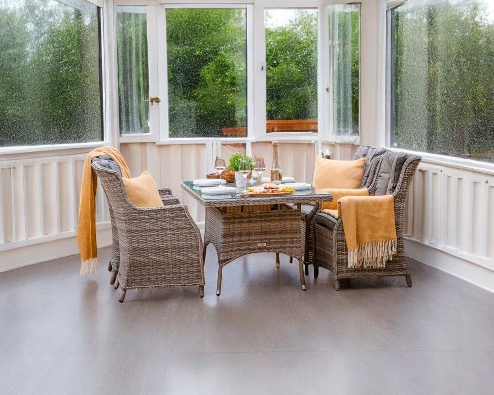 4 Rattan Conservatory Dining Chairs Small Rectangular Dining Table In Grey Riviera Rattan Direct