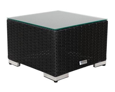 Small Square Rattan Garden Side Table in Black 