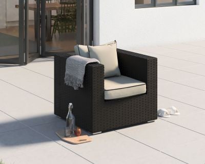 Ascot Rattan Garden Armchair in Black and Vanilla