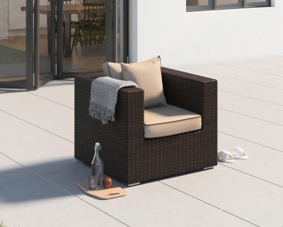 Ascot Rattan Garden Armchair in Chocolate Mix and Coffee Cream