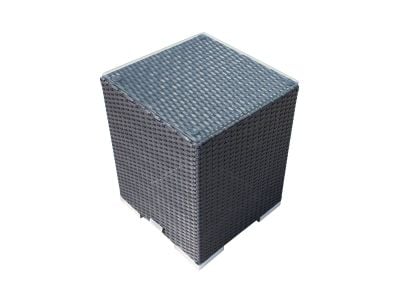Tall Square Rattan Garden Side Table in Black