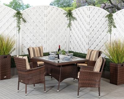 Cambridge 4 Stackable Chairs and Square Dining Table in Chocolate and Cream