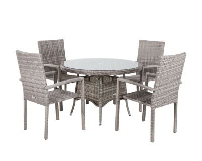 Rio 4 Stackable Chairs and Small Round Dining Table in Grey