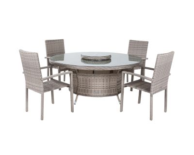 Rio 4 Stackable Chairs and Large Round Dining Table in Grey
