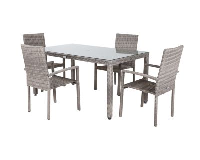 Rio 4 Stackable Chairs and Rectangular Open Leg Dining Table in Grey