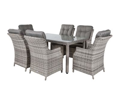 Riviera 6 Dining Chairs and Rectangular Open Leg Table in Grey