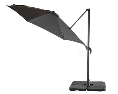 Rotating Cantilever Parasol and Plastic Base in Grey