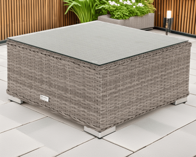 Florida Rattan Garden Ottoman / Coffee Table in Grey