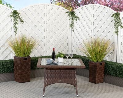 Square Rattan Garden Dining Table in Chocolate