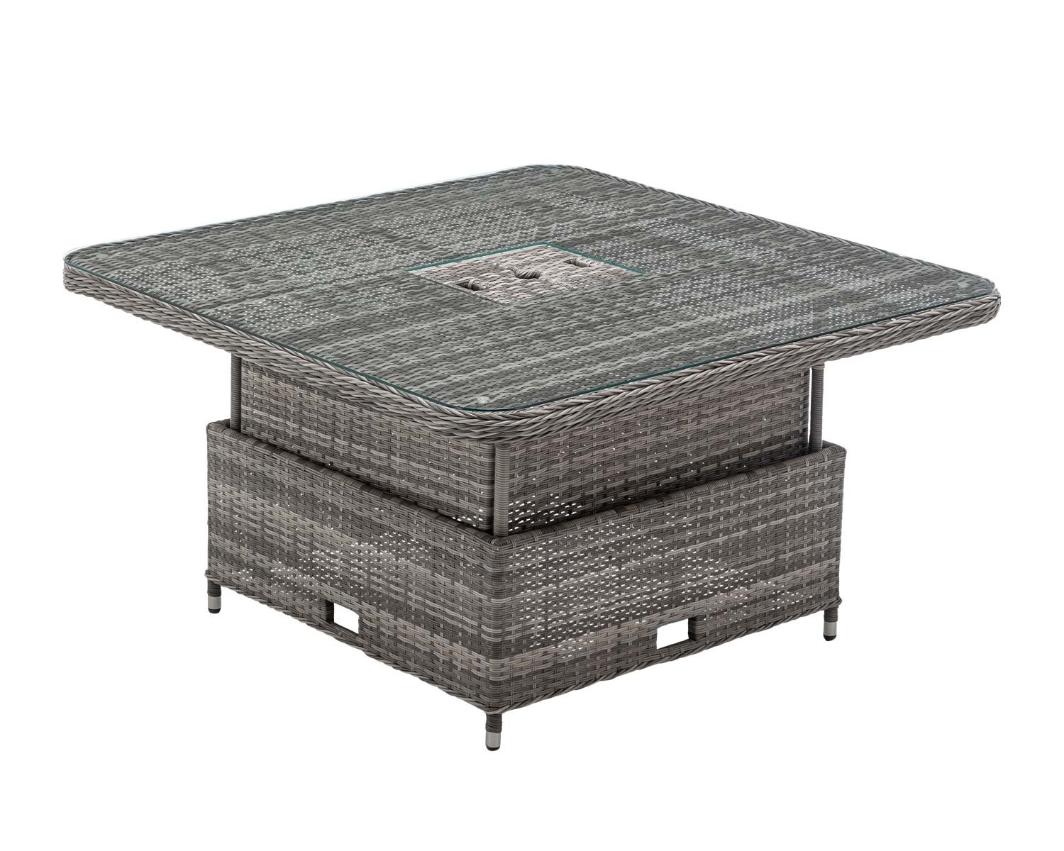 Product photograph of Square Dining Table With Ice Bucket In Grey - Rattan Direct from Rattan Direct