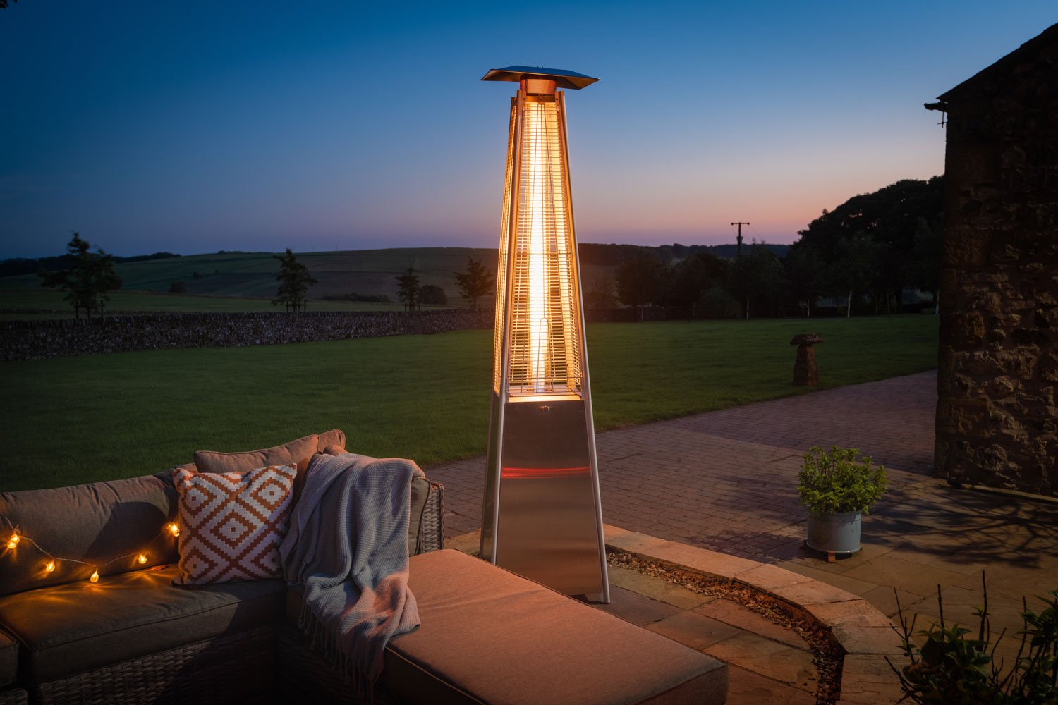 Pyramid Patio Heater in Silver - Athens - Rattan Direct