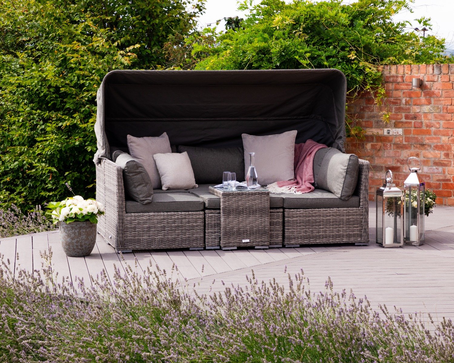 Product photograph of Rattan Garden Cabana Day Bed In Grey - Rattan Direct from Rattan Direct