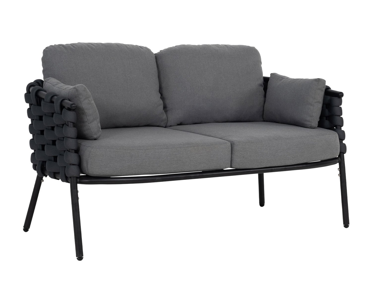 Product photograph of Rope Weave 2 Seater Garden Sofa With Grey Cushions - Selene from Rattan Direct