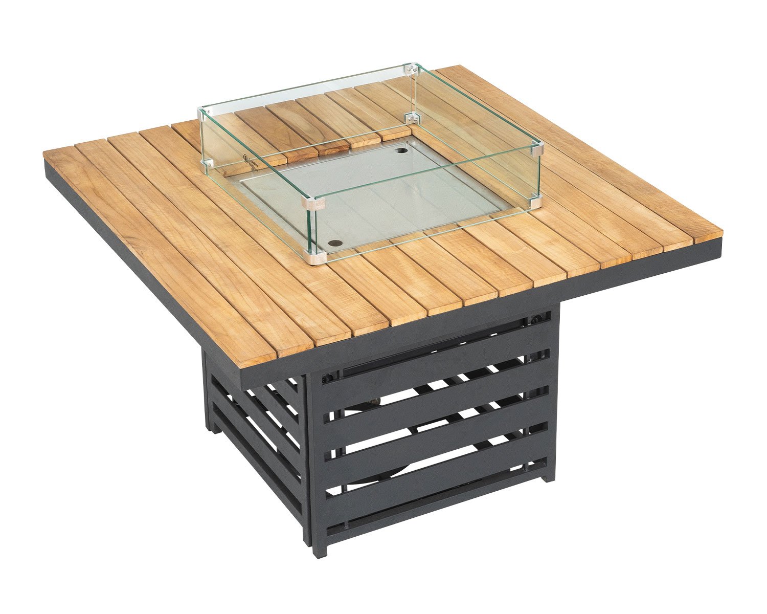 Product photograph of Sequoyah Aluminium Teak Fire Pit Table from Rattan Direct