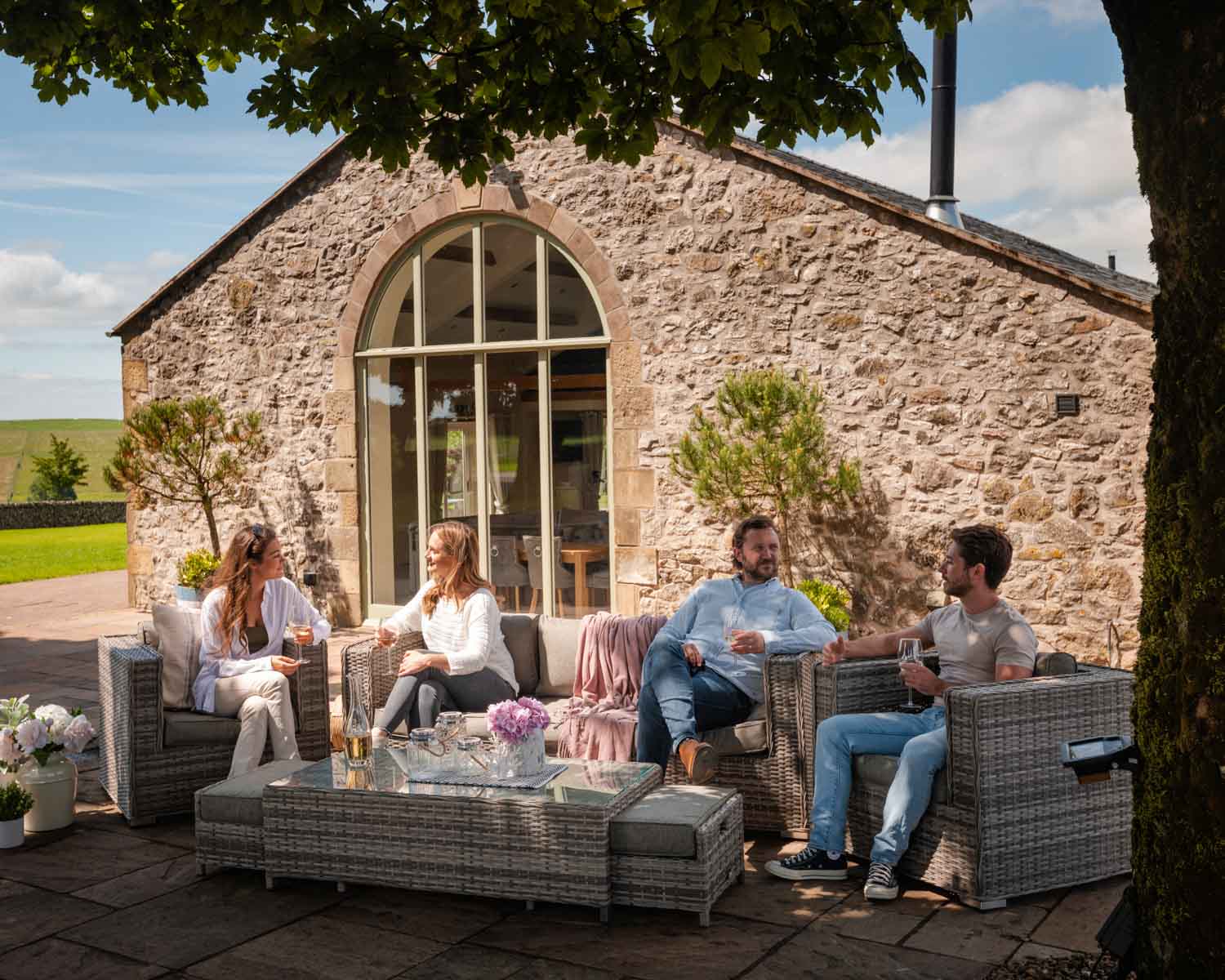 Product photograph of 3 Seater Rattan Garden Sofa Armchair Set In Grey - Ascot - Rattan Direct from Rattan Direct