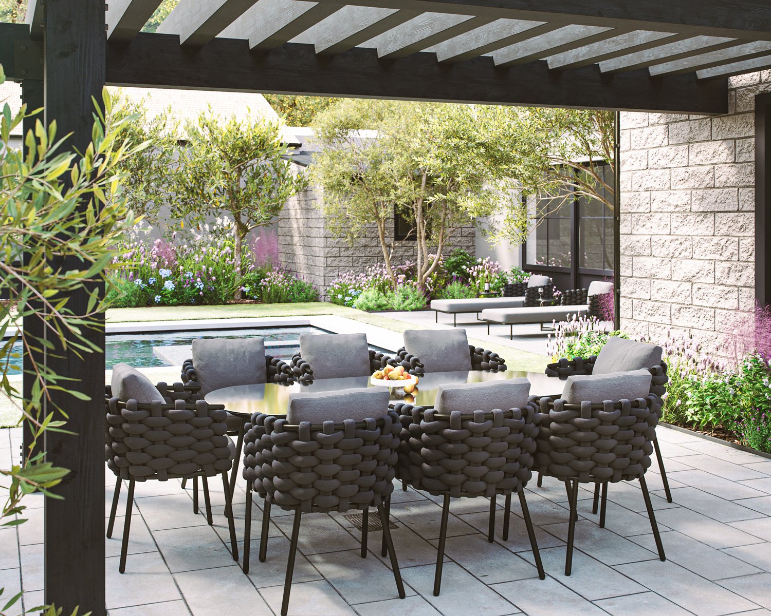 Product photograph of Rope Weave 8 Seater Garden Dining Set In Grey - Selene - Rattan Direct from Rattan Direct