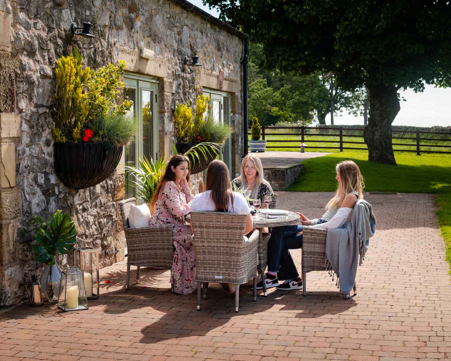 Product photograph of 4 Rattan Garden Chairs Small Round Dining Table Set In Grey - Cambridge - Rattan Direct from Rattan Direct