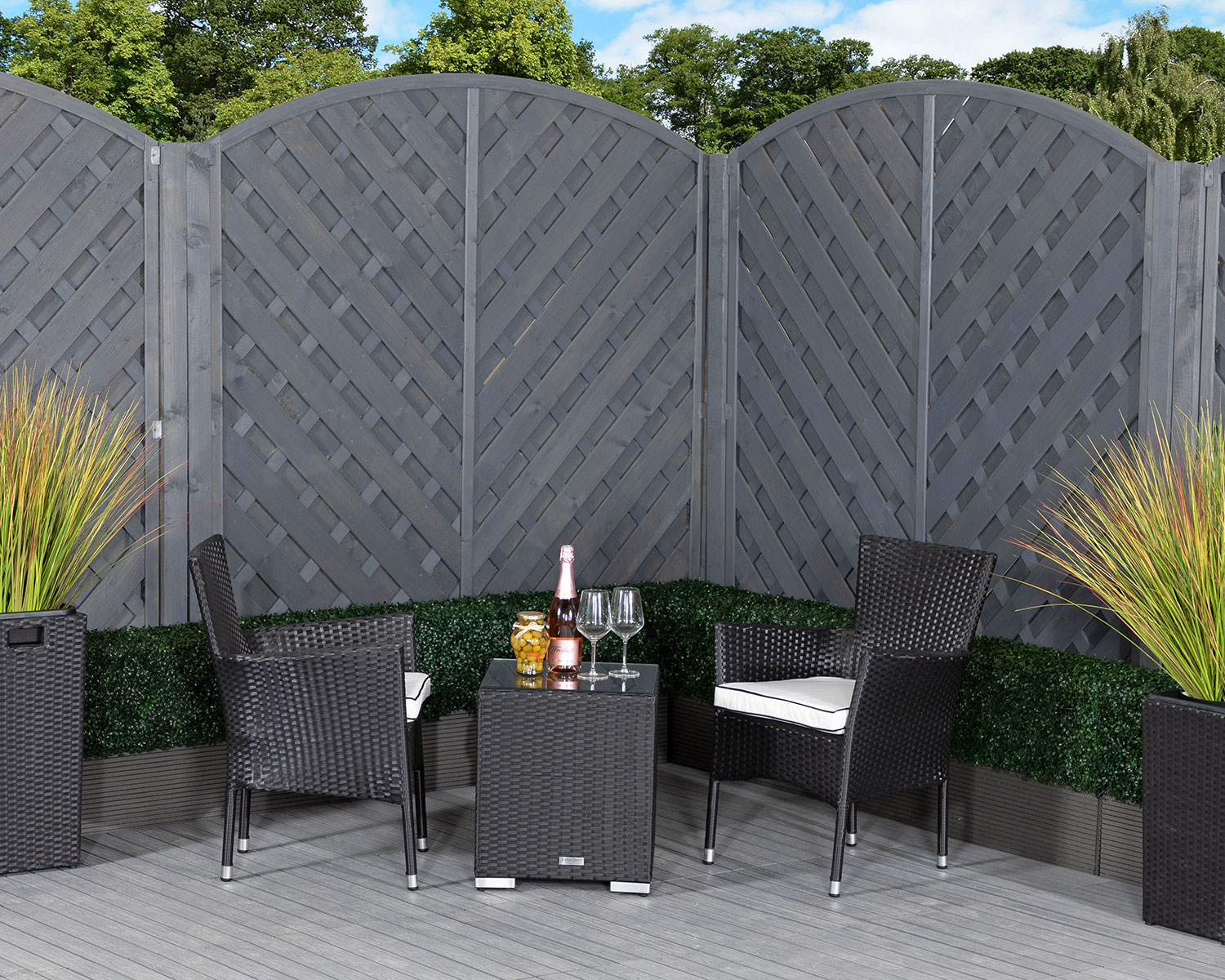 Product photograph of Rattan Garden 2 Seater Square Bistro Set In Black White - Cambridge - Rattan Direct from Rattan Direct