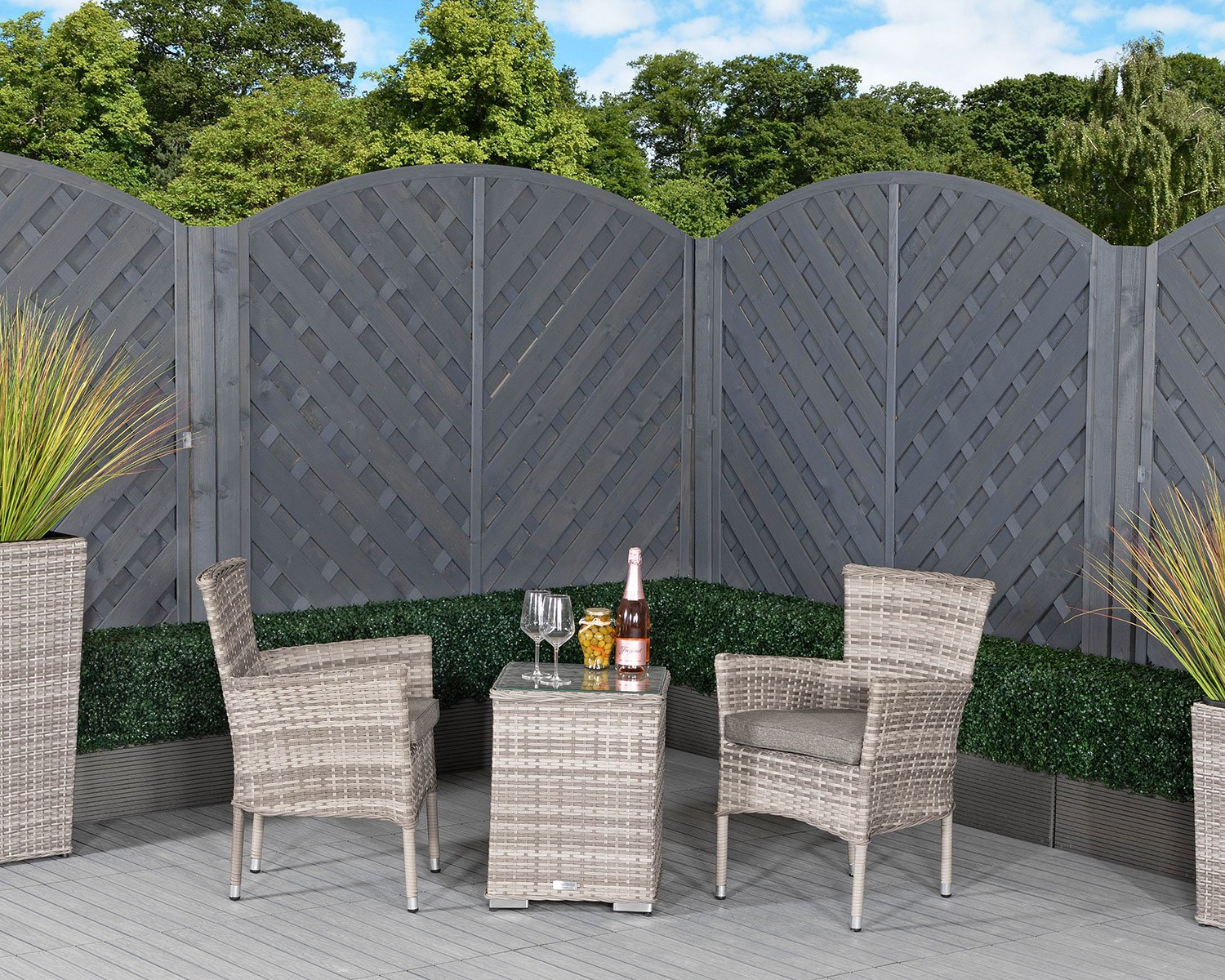 Product photograph of Rattan Garden 2 Seater Square Bistro Set In Grey - Cambridge - Rattan Direct from Rattan Direct