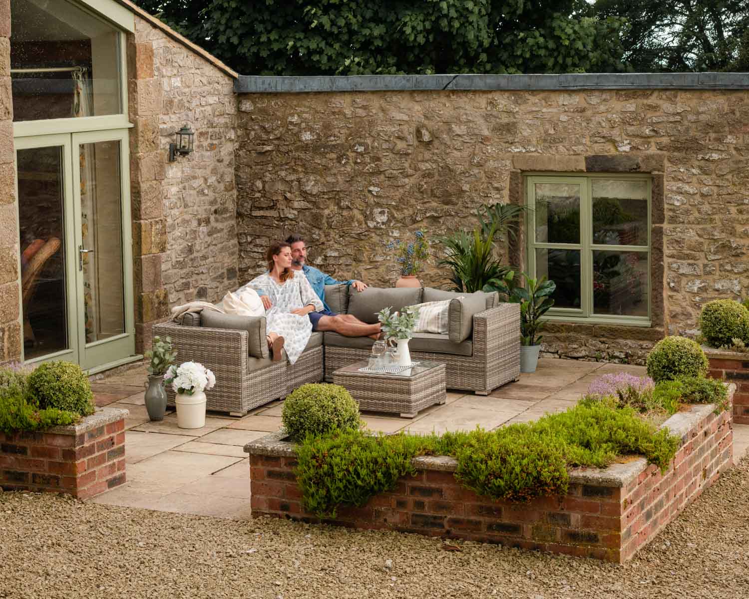 Left hand online rattan corner sofa