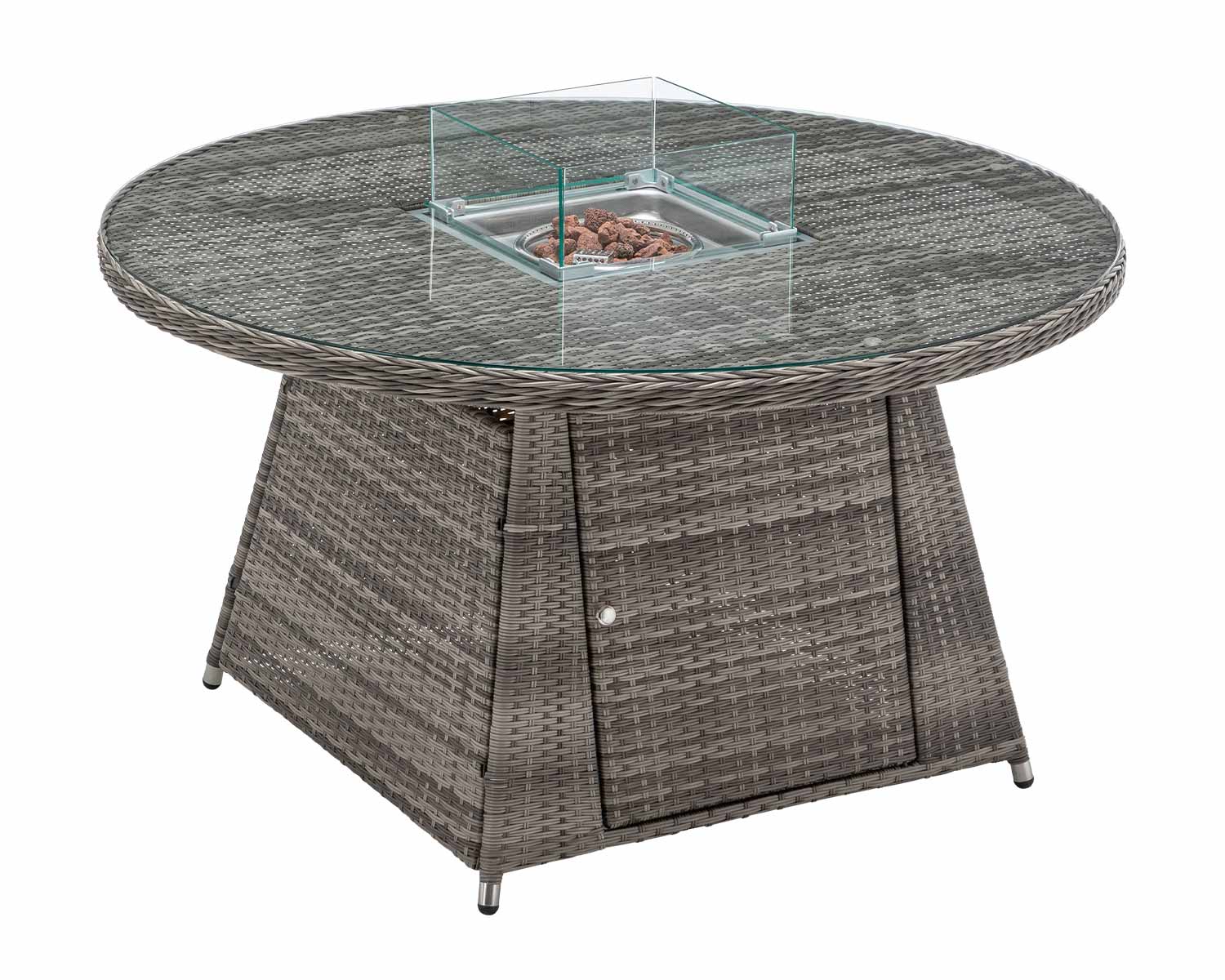 Product photograph of Circular Rattan Dining Table With Fire Pit In Grey - Rattan Direct from Rattan Direct