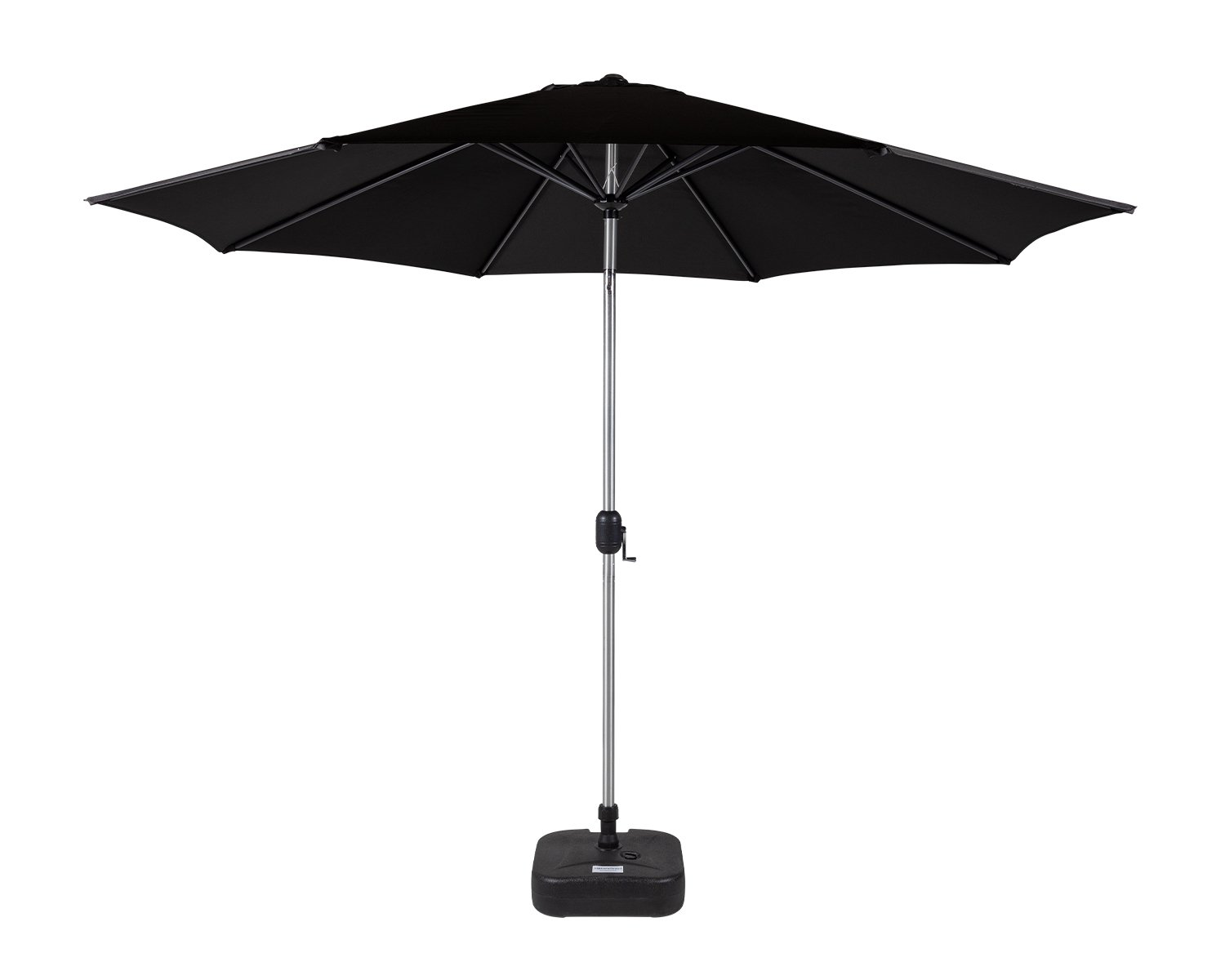 Market Parasol And Plastic Base in Black - Rattan Direct