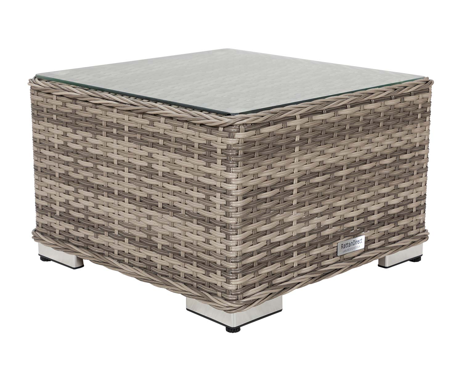 Product photograph of Small Square Rattan Garden Side Table In Grey - Rattan Direct from Rattan Direct