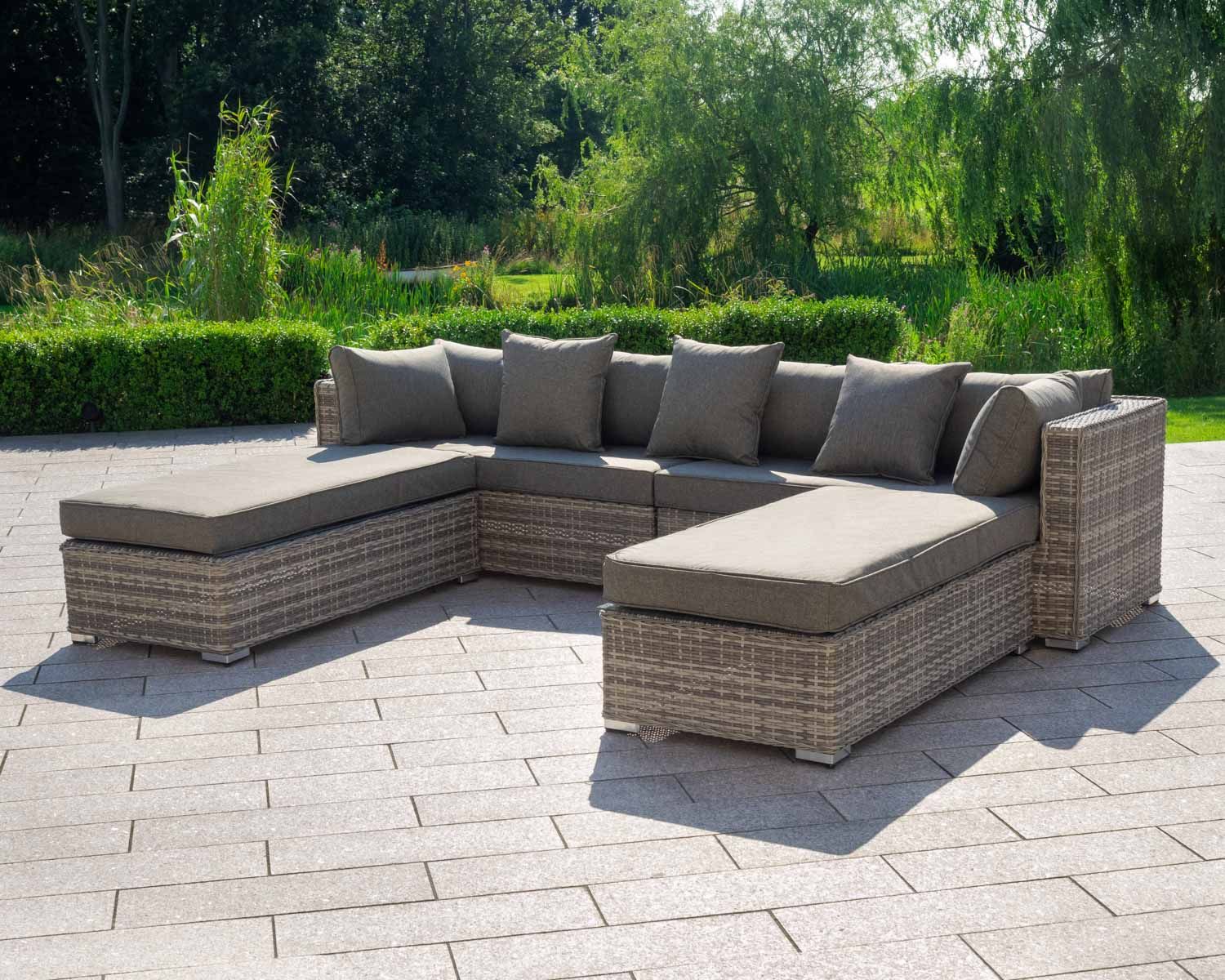 Cushion Set For Monaco Ottoman In Grey Monaco Rattan Direct