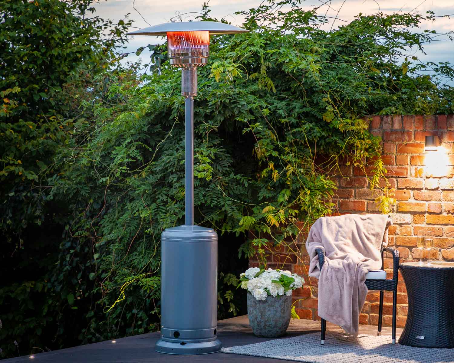 Product photograph of Stainless Steel Mushroom Patio Heater In Silver With Silver Dome - Nevada - Rattan Direct from Rattan Direct