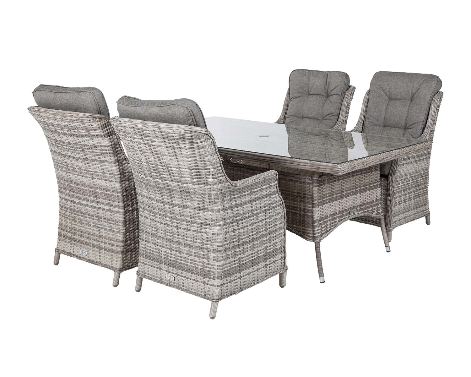 Riviera 4 Dining Chairs Rectangular Dining Table In Grey Riviera Rattan Direct