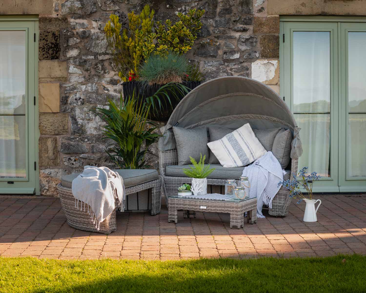 Product photograph of Rattan Garden Day Bed In Grey - Venice - Rattan Direct from Rattan Direct