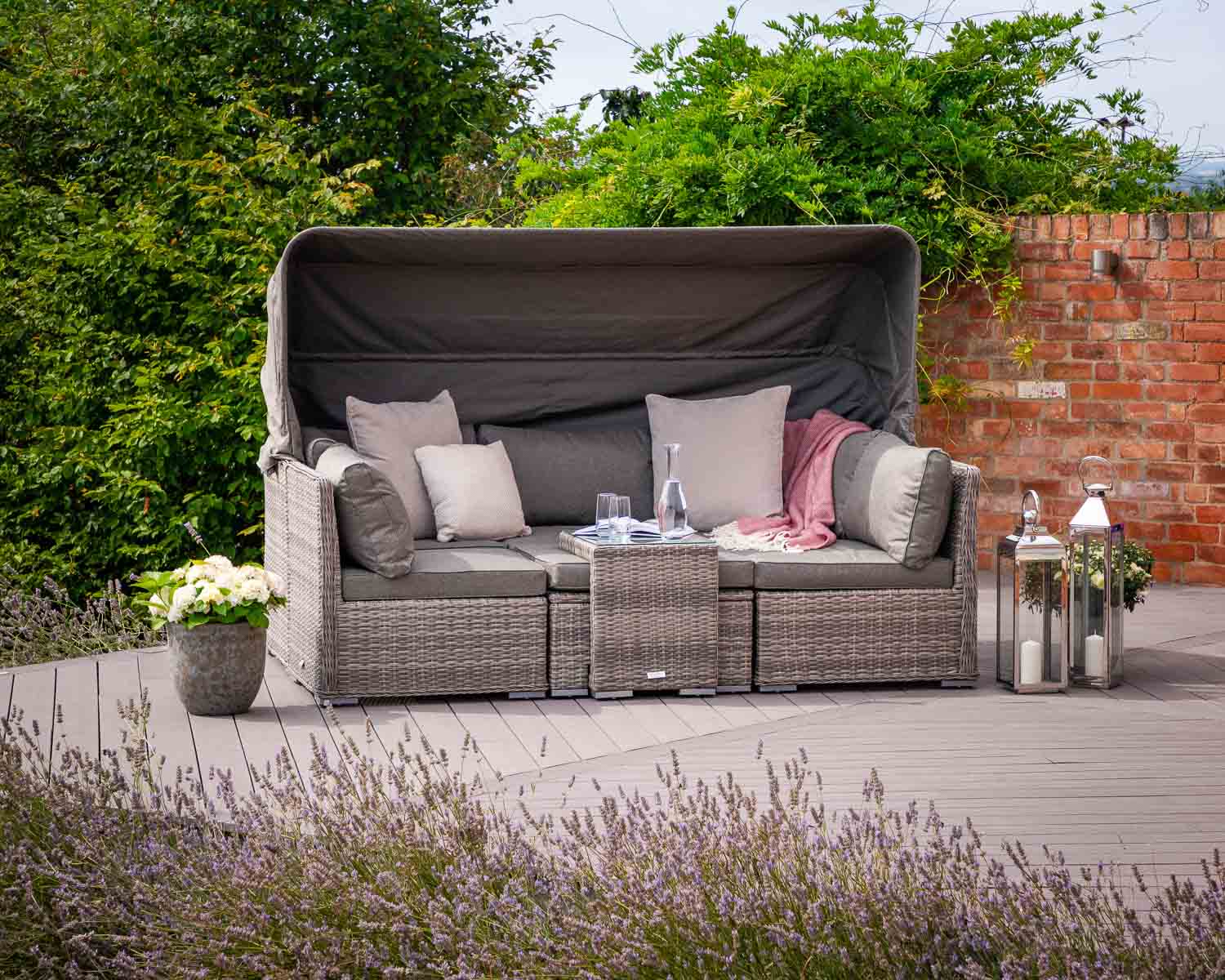 Product photograph of Rattan Garden Cabana Day Bed In Grey - Rattan Direct from Rattan Direct