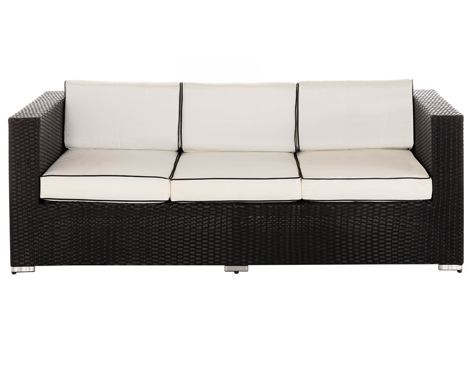 Ascot 3 Seater Rattan Garden Sofa In Black White Rattan Direct