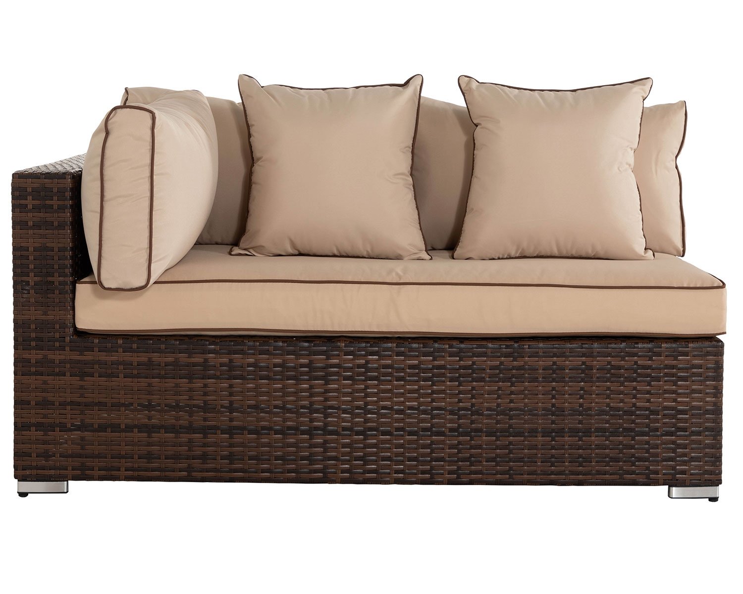 Product photograph of Rectangular Right As You Sit Rattan Garden Sofa In Brown - Monaco - Rattan Direct from Rattan Direct