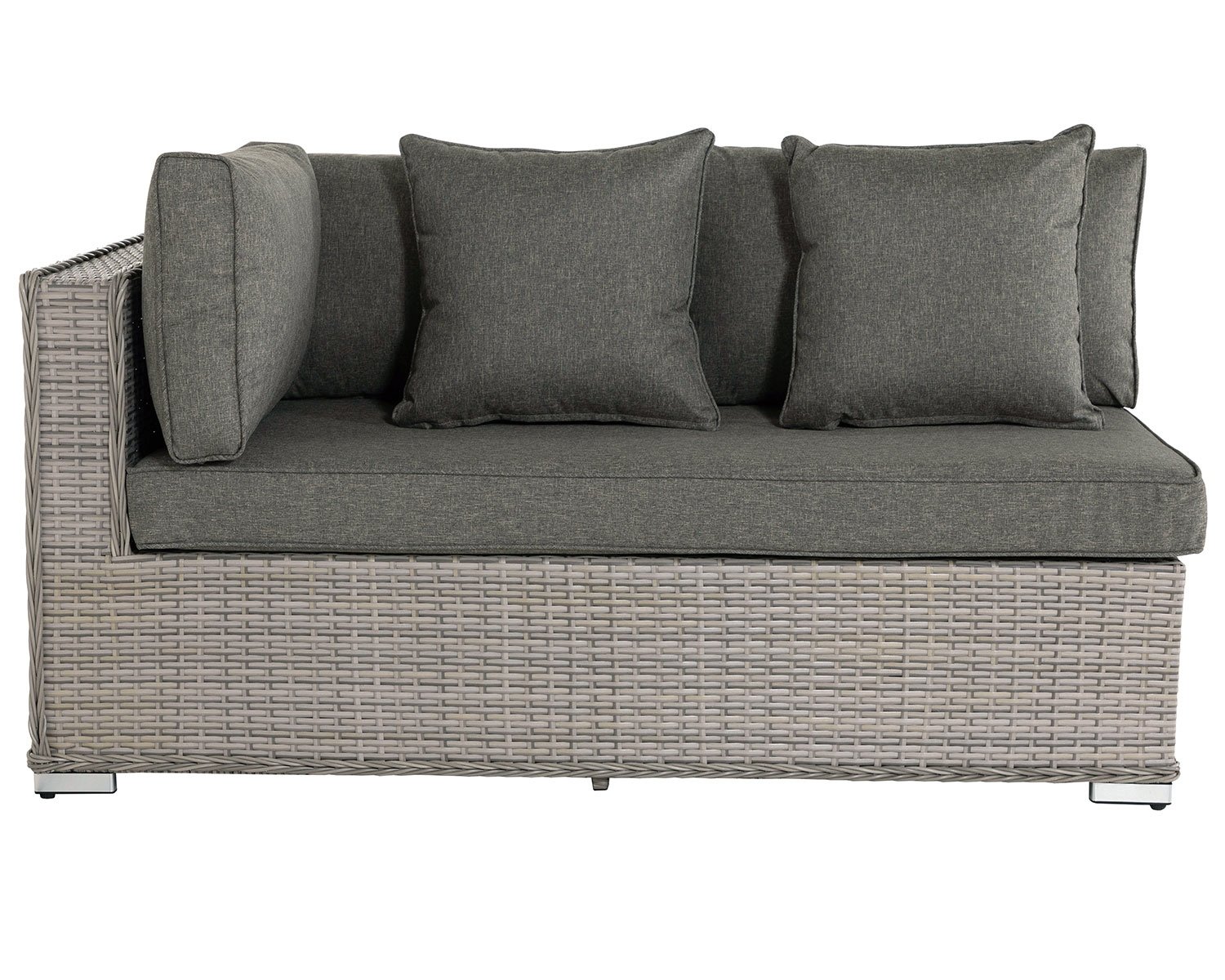 Product photograph of Rattan Garden Day Bed Sofa Right As You Sit In Grey - Monaco - Rattan Direct from Rattan Direct