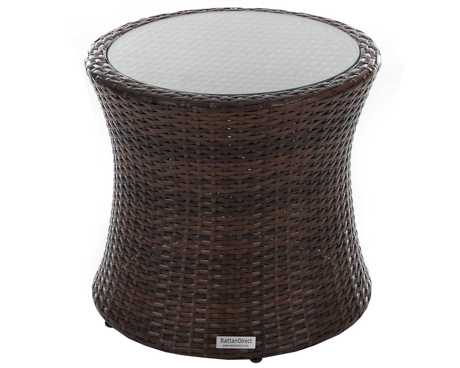 Product photograph of Rattan Garden Tall Round Side Table In Brown - Rattan Direct from Rattan Direct