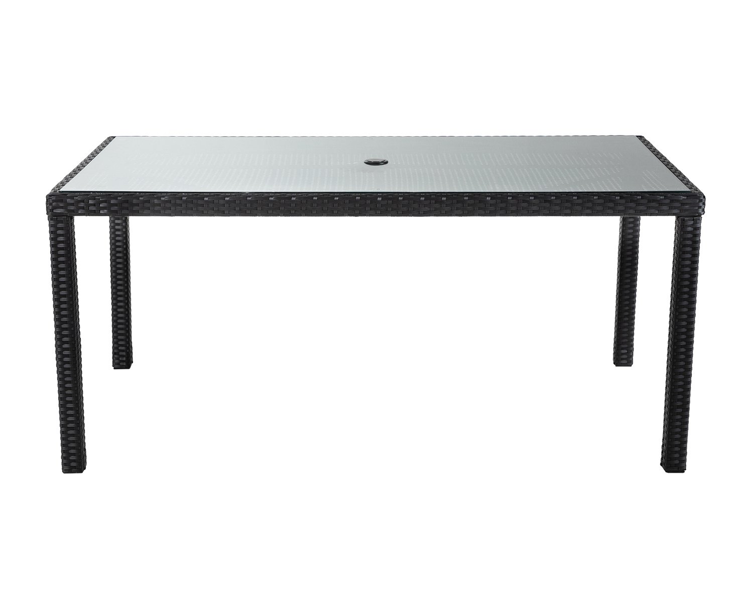 Open Leg Rectangular Rattan Garden Table in Black & White - Rattan Direct