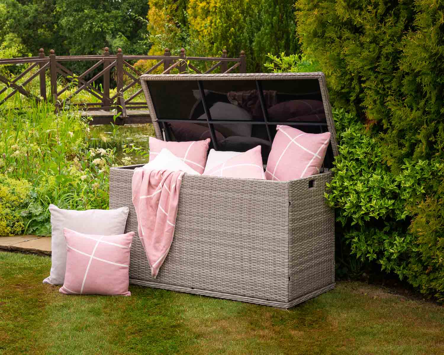 Product photograph of Outdoor Rattan Garden Storage Box In Grey - Rattan Direct from Rattan Direct