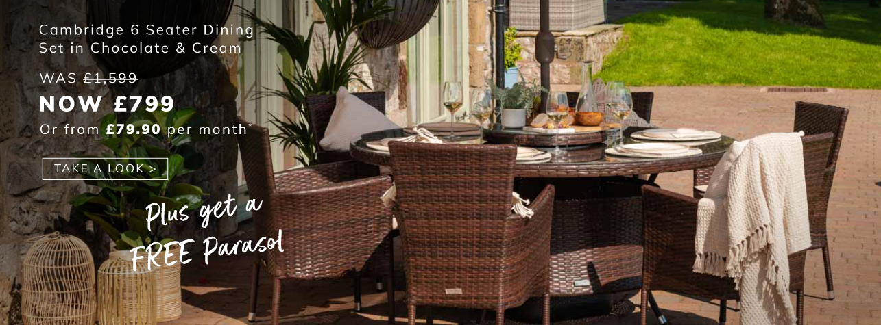 Get this Cambridge dining set from only £159.90 per month*